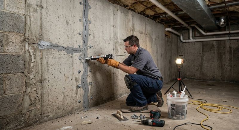 Basement Crack Repair in Abington, MA