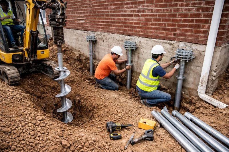 Helical Piers Installation in Abington, MA