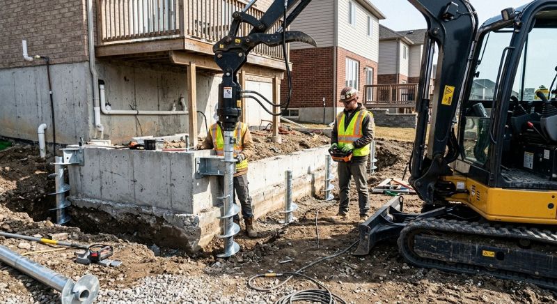 Helical Piers Installation in Abington, MA