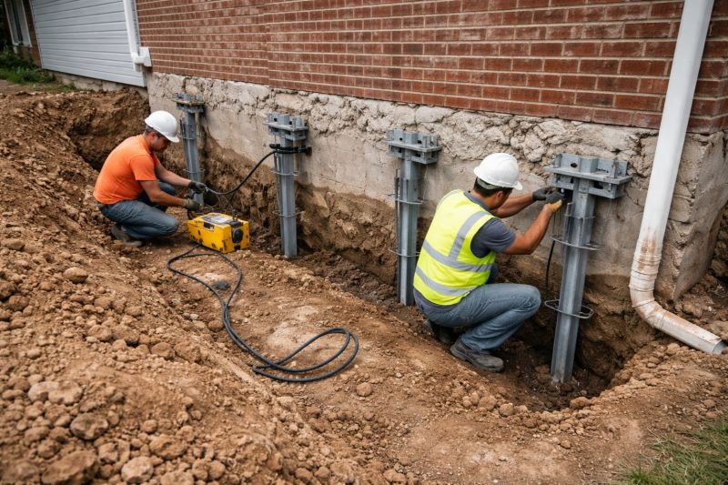 Helical Piers Installation in Abington, MA
