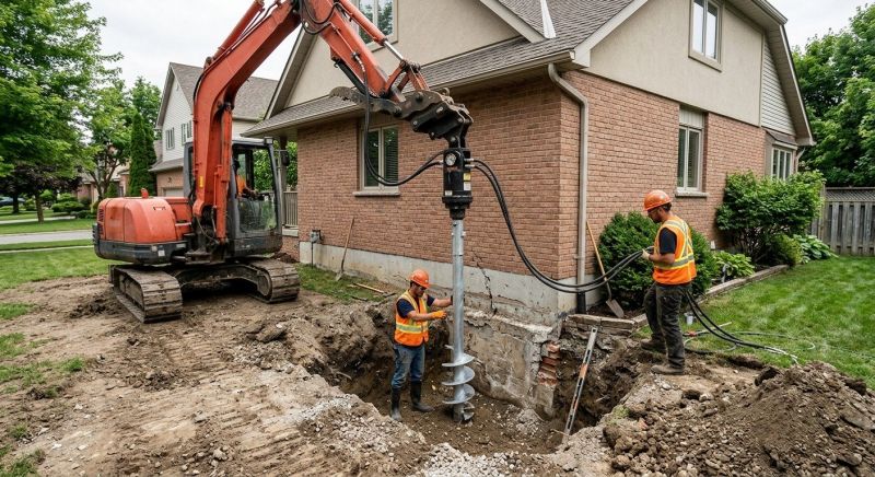 Helical Pile Installation in Abington, MA