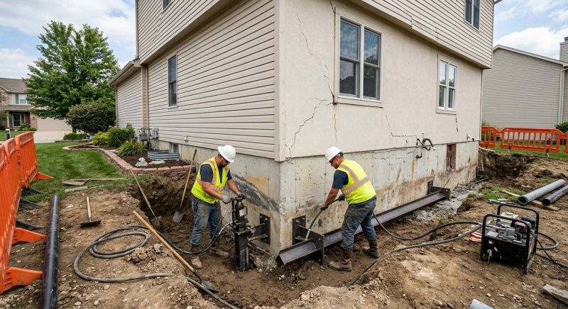 Sinking Foundation Repair in Melrose, MA